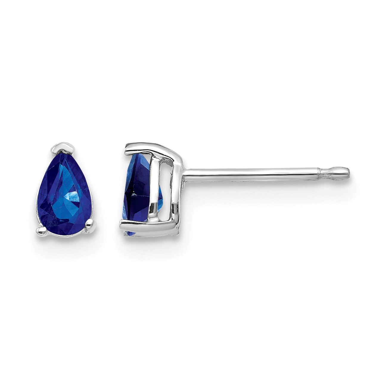 14k White Gold 5x3mm Pear Sapphire Post Earrings