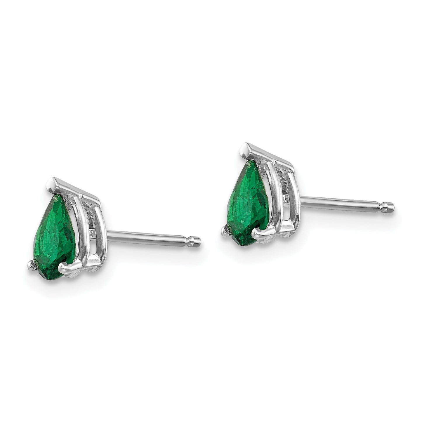 14k White Gold 6x4mm Pear Tsavorite Post Earrings