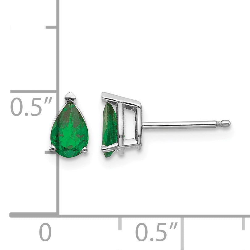 14k White Gold 6x4mm Pear Tsavorite Post Earrings