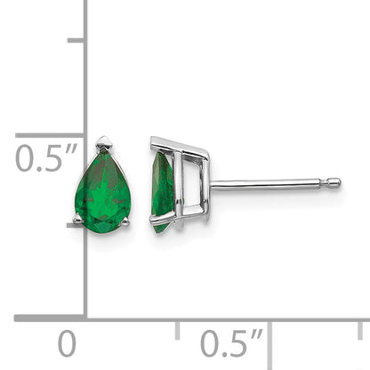 14k White Gold 6x4mm Pear Tsavorite Post Earrings