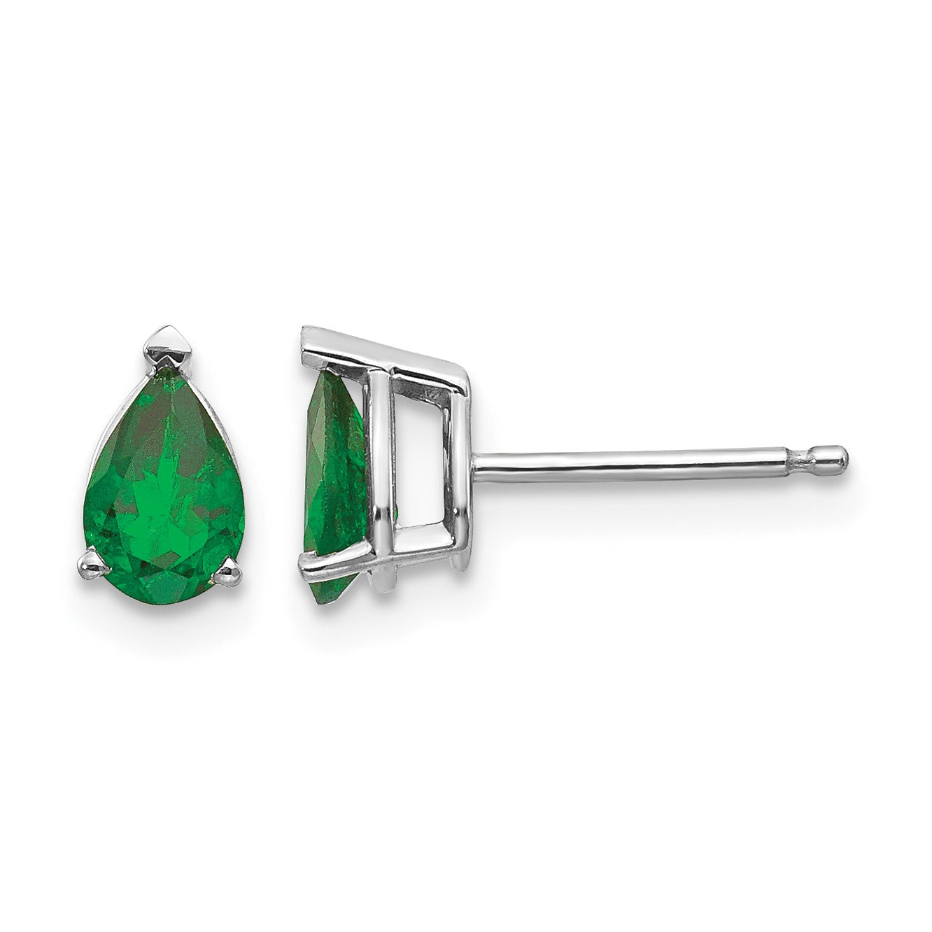 14k White Gold 6x4mm Pear Tsavorite Post Earrings