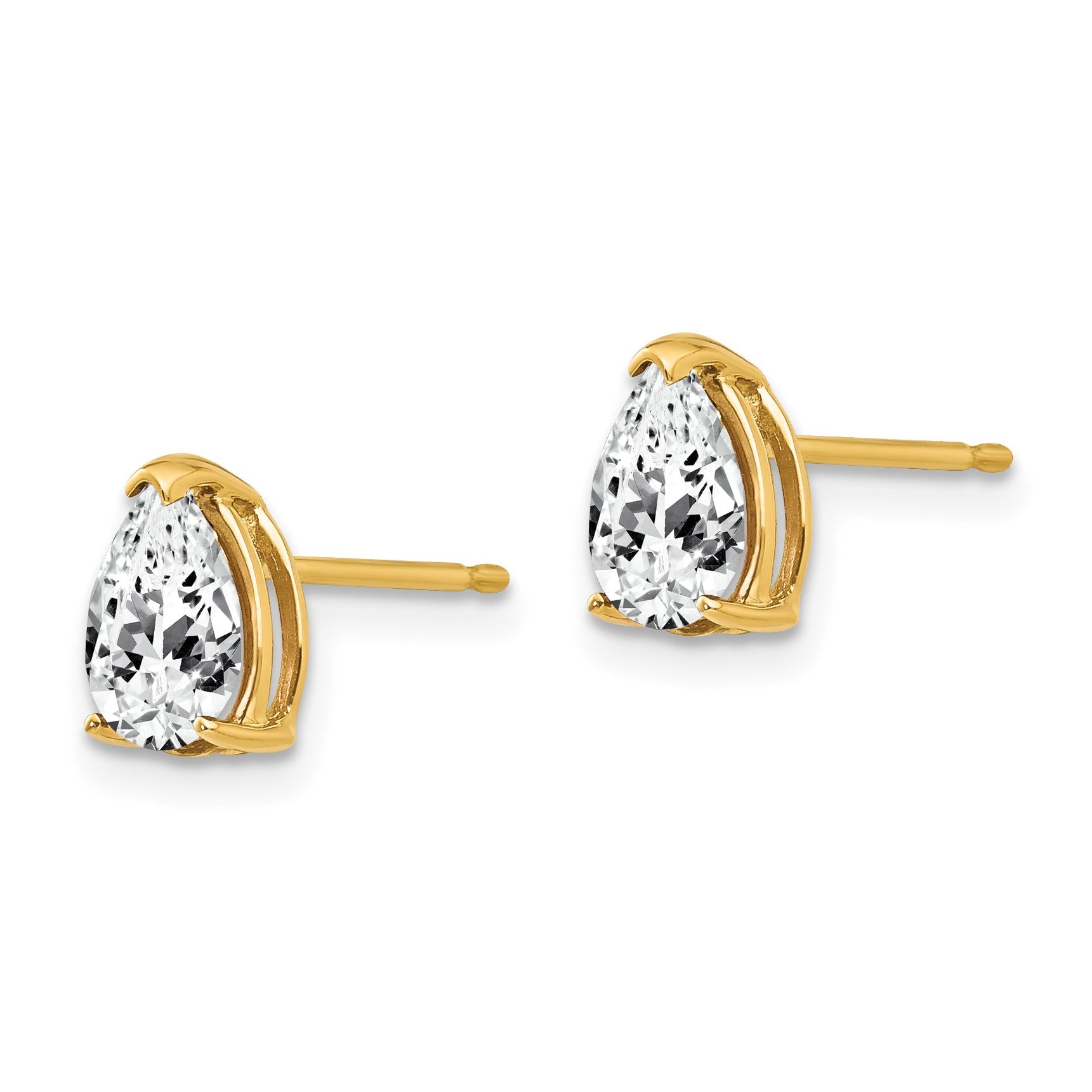 14k 7x5mm Pear Cubic Zirconia Post Earrings