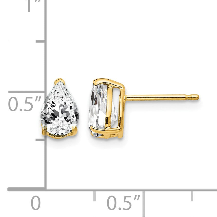 14k 7x5mm Pear Cubic Zirconia Post Earrings