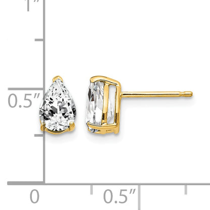 14k 7x5mm Pear Cubic Zirconia Post Earrings