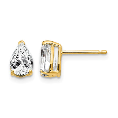 14k 7x5mm Pear Cubic Zirconia Post Earrings