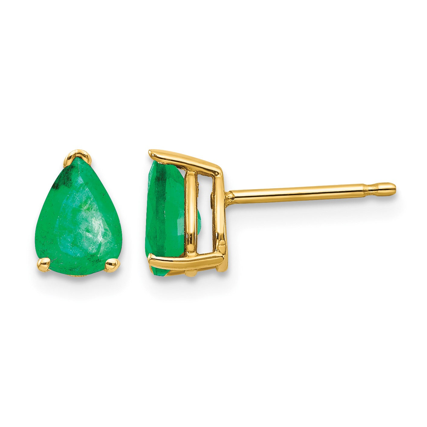 14k 7x5mm Pear Emerald Post Earrings
