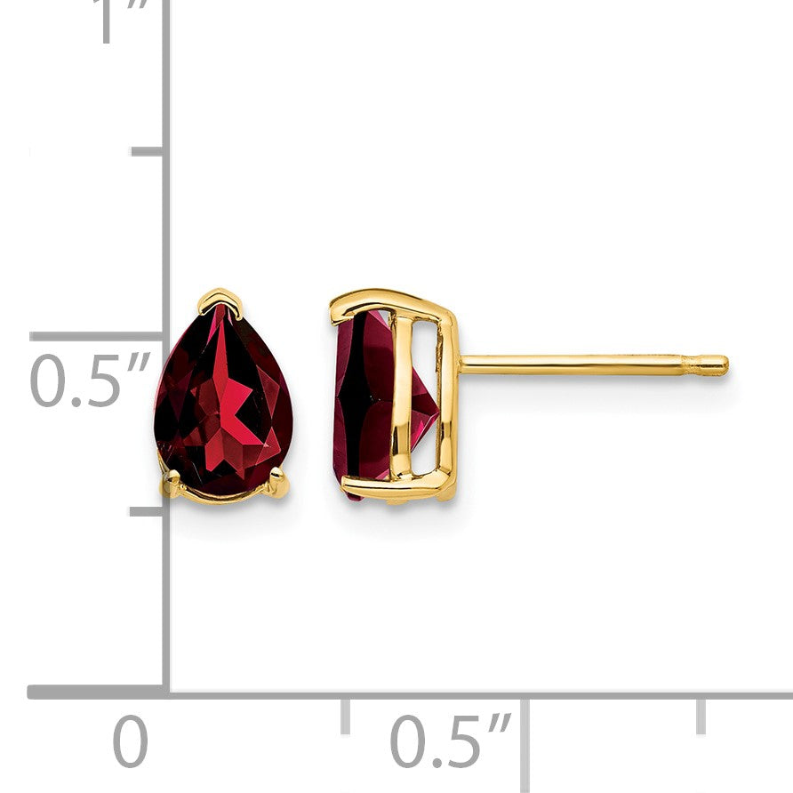 14k 7x5mm Pear Garnet Post Earrings