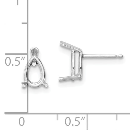 14k White Gold 7x5mm Pear Post Earring Mountings