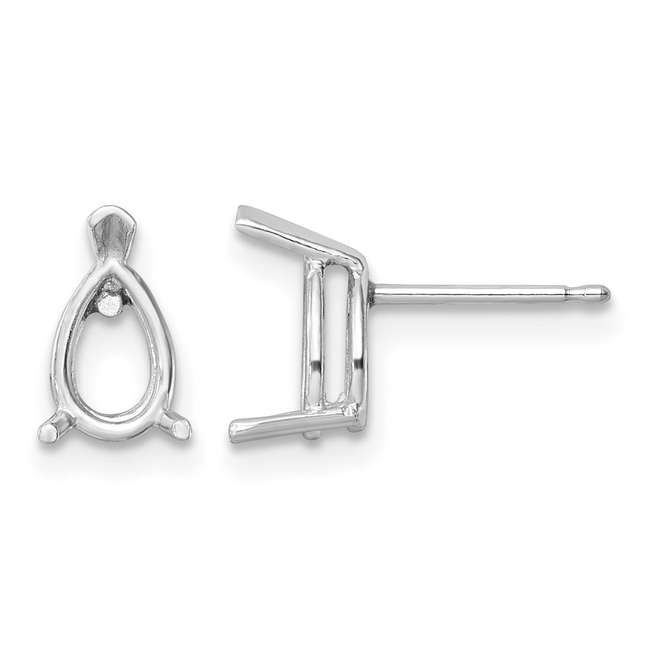 14k White Gold 7x5mm Pear Post Earring Mountings