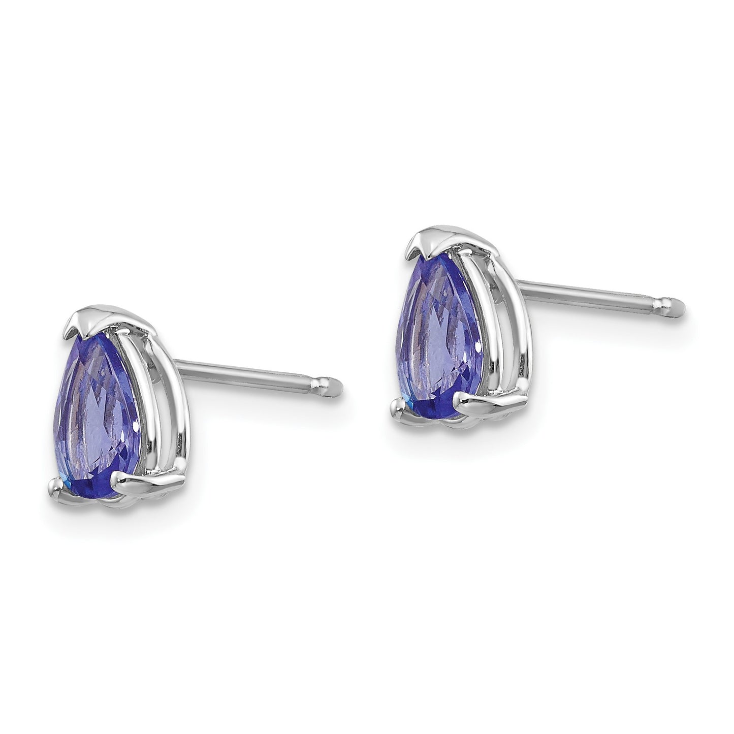 14k White Gold 7x5mm Pear Tanzanite Post Earrings