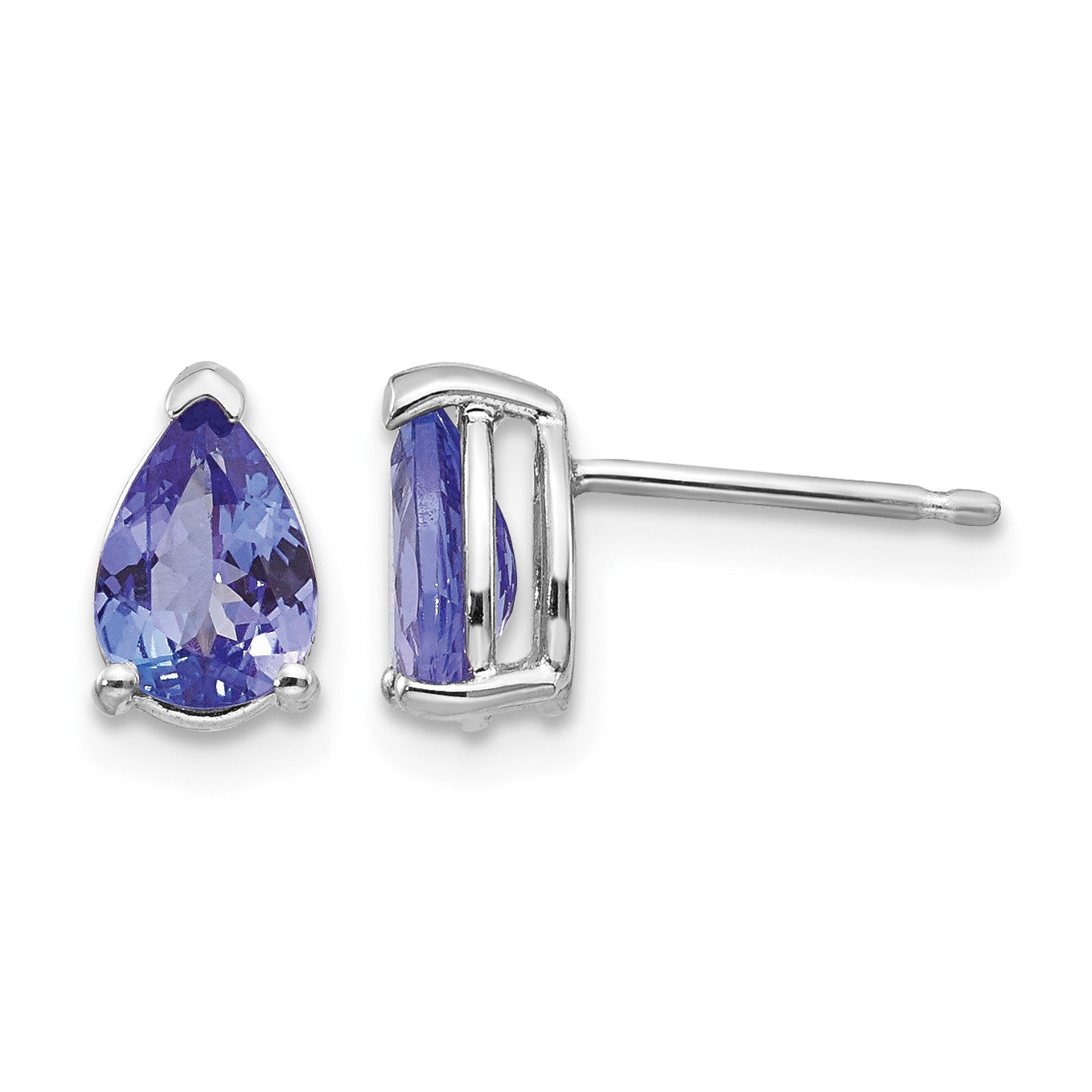 14k White Gold 7x5mm Pear Tanzanite Post Earrings