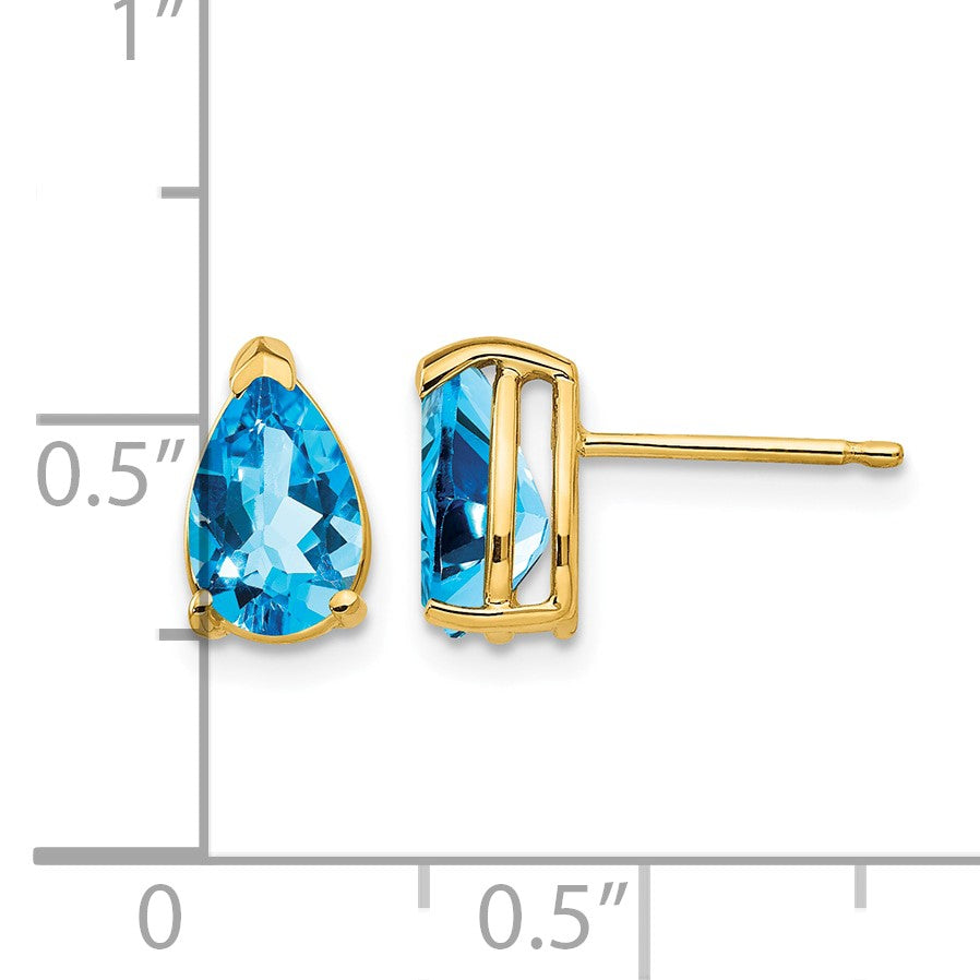 14k 8x5mm Pear Blue Topaz Post Earrings