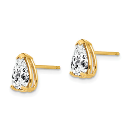 14k 8x5mm Pear Cubic Zirconia Post Earrings