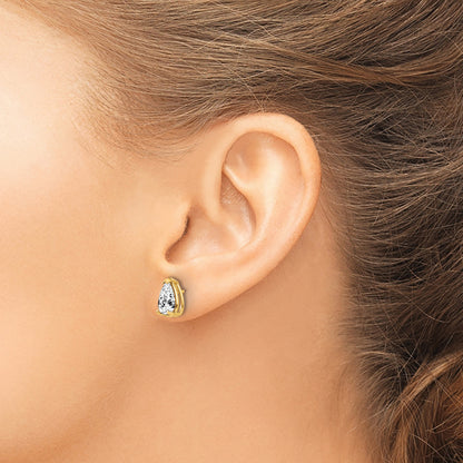 14k 8x5mm Pear Cubic Zirconia Post Earrings