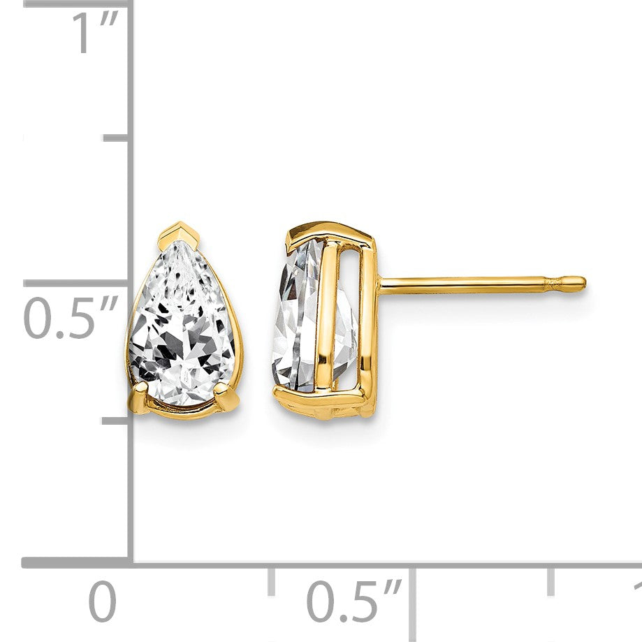 14k 8x5mm Pear Cubic Zirconia Post Earrings