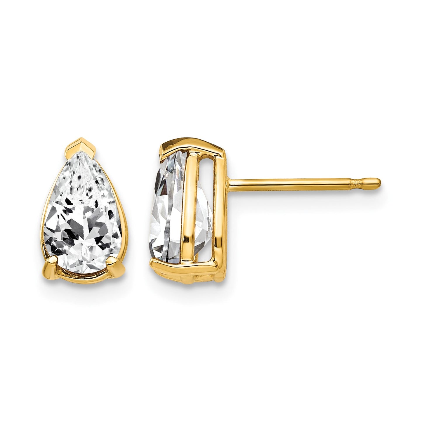 14k 8x5mm Pear Cubic Zirconia Post Earrings
