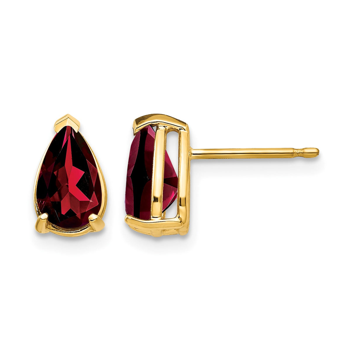 14k 8x5mm Pear Garnet Post Earrings
