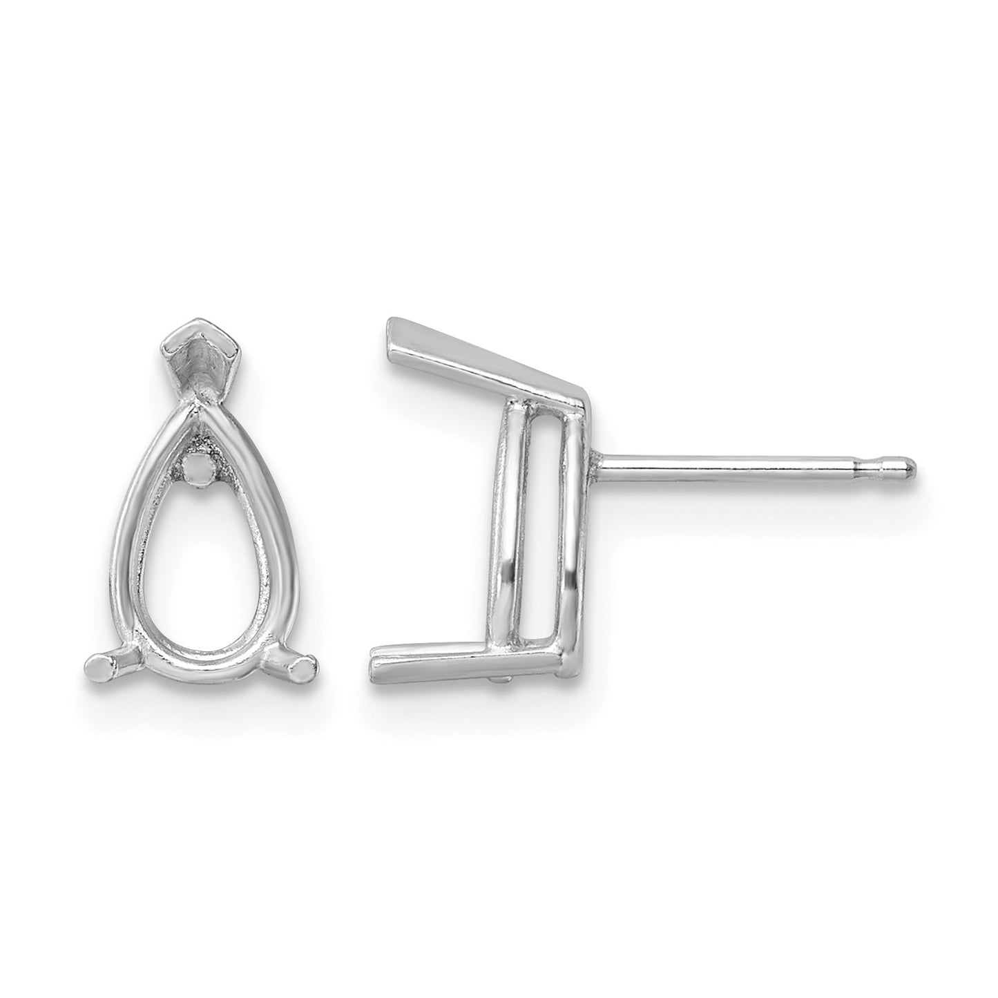 14k White Gold 8x5mm Pear Post Earring Mountings