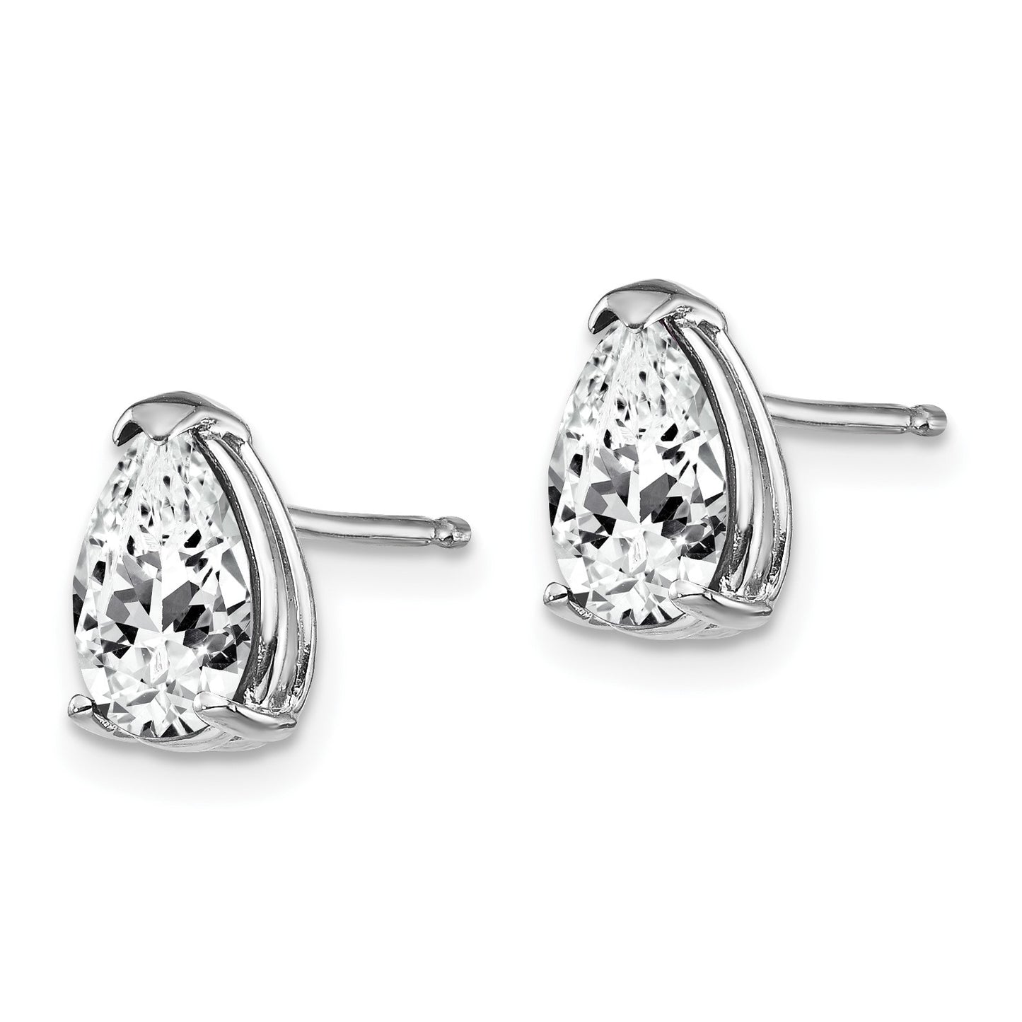 14k White Gold 8x5mm Pear Cubic Zirconia Post Earrings
