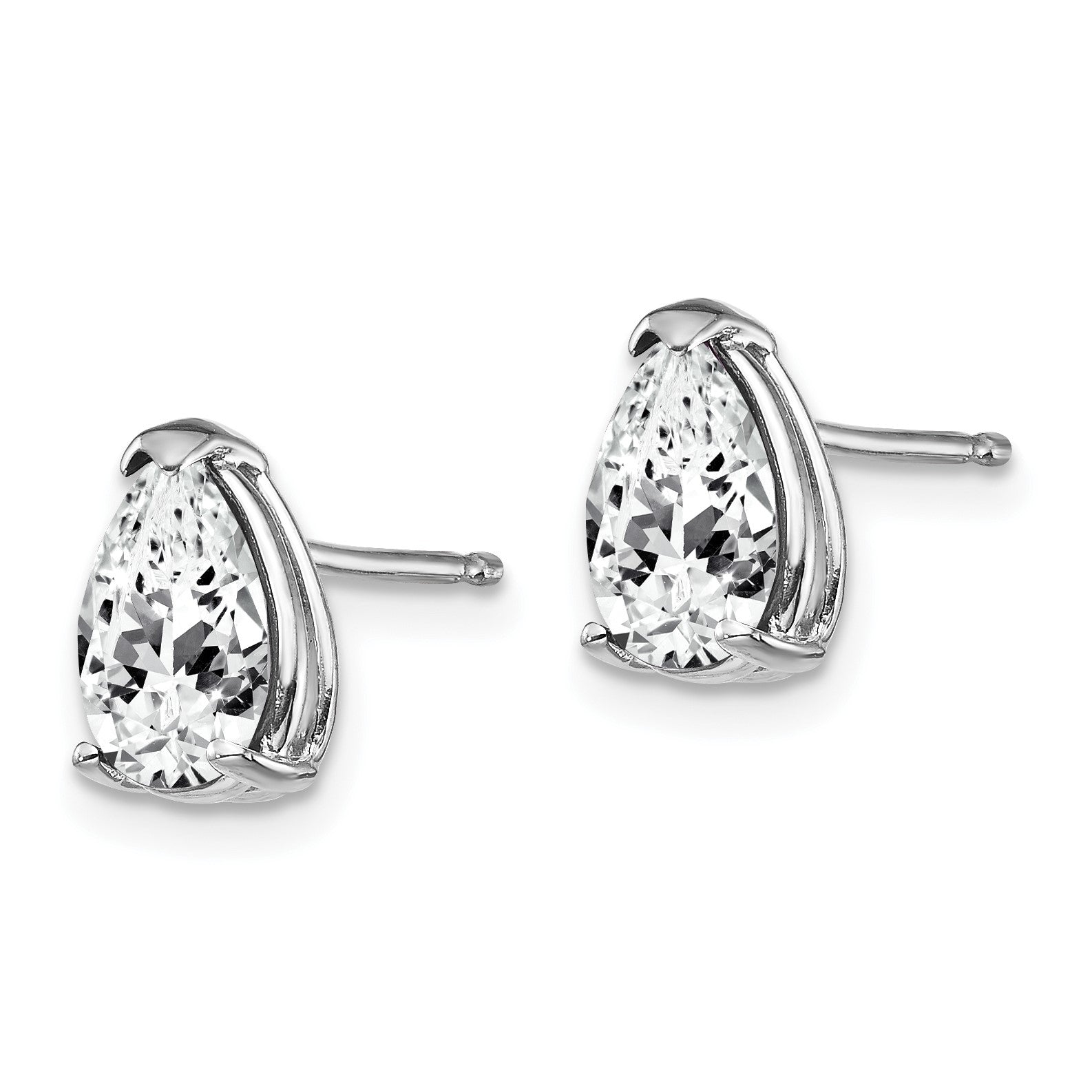 14k White Gold 8x5mm Pear Cubic Zirconia Post Earrings