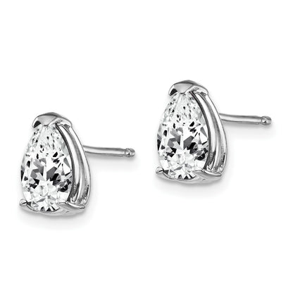 14k White Gold 8x5mm Pear Cubic Zirconia Post Earrings