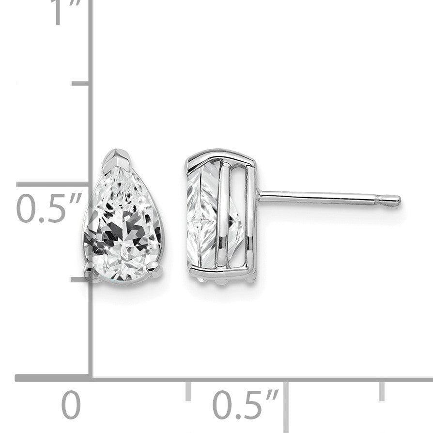 14k White Gold 8x5mm Pear Cubic Zirconia Post Earrings