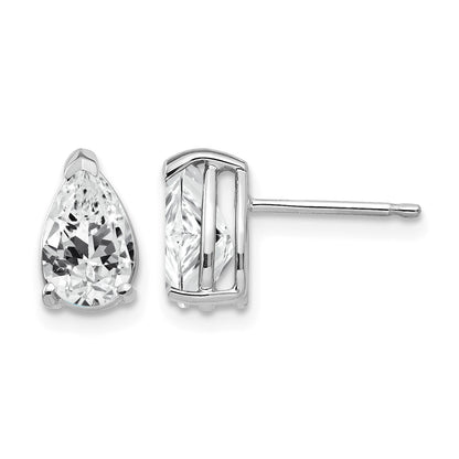14k White Gold 8x5mm Pear Cubic Zirconia Post Earrings