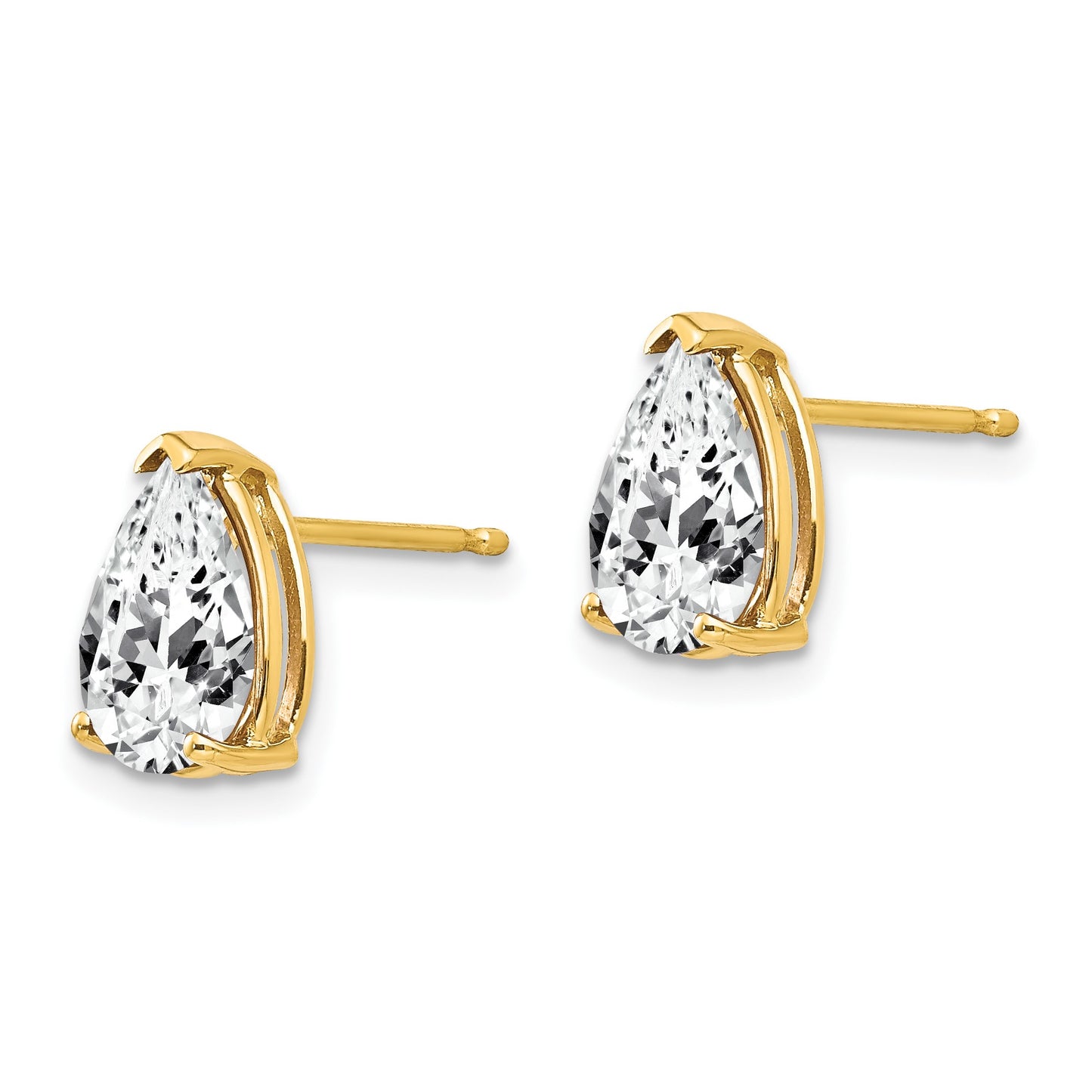 14k 9x6mm Pear Cubic Zirconia Post Earrings