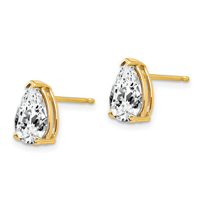 14k 9x6mm Pear Cubic Zirconia Post Earrings