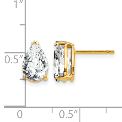 14k 9x6mm Pear Cubic Zirconia Post Earrings