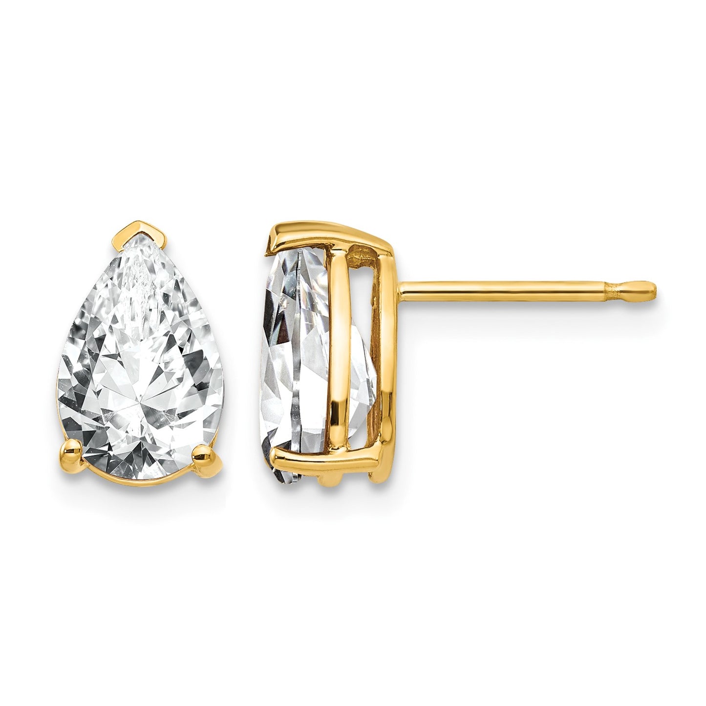 14k 9x6mm Pear Cubic Zirconia Post Earrings