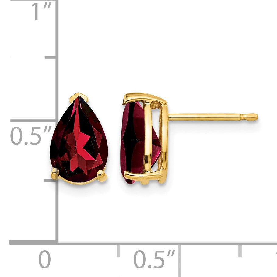 14k 9x6mm Pear Garnet Post Earrings