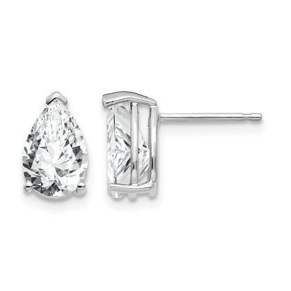 14k White Gold 9x6mm Pear Cubic Zirconia Post Earrings