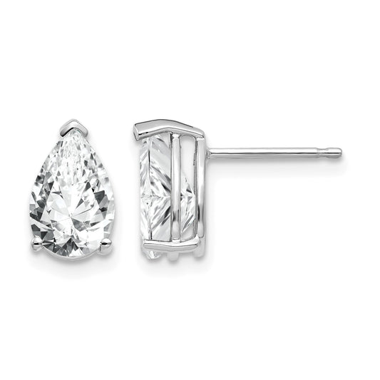 14k White Gold 9x6mm Pear Cubic Zirconia Post Earrings