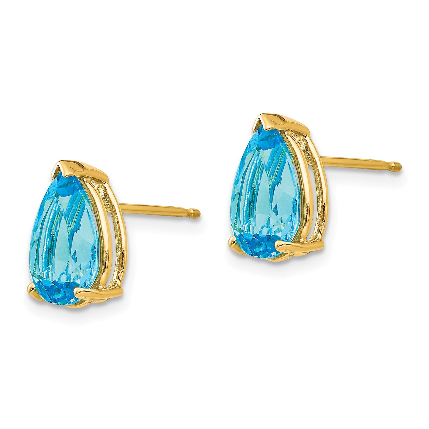 14k 10x7mm Pear Blue Topaz Post Earrings