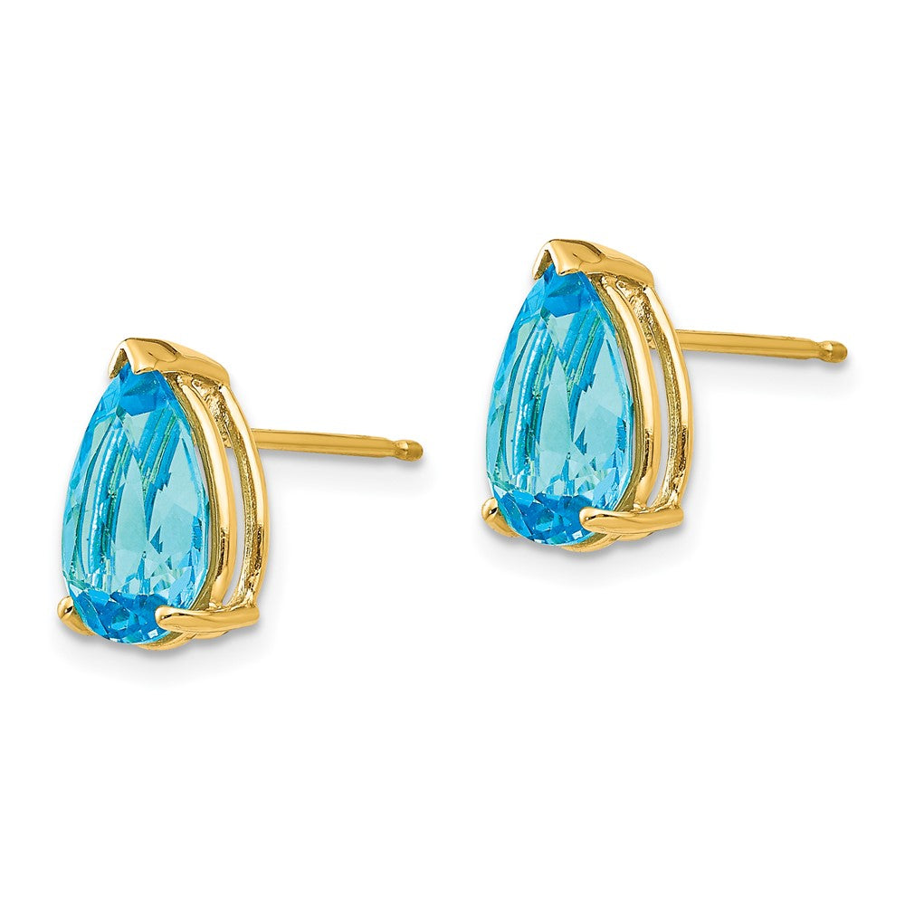 14k 10x7mm Pear Blue Topaz Earrings