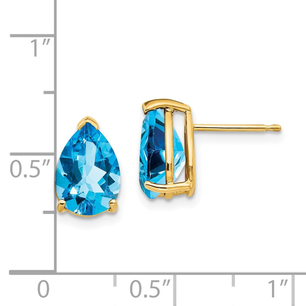 14k 10x7mm Pear Blue Topaz Earrings