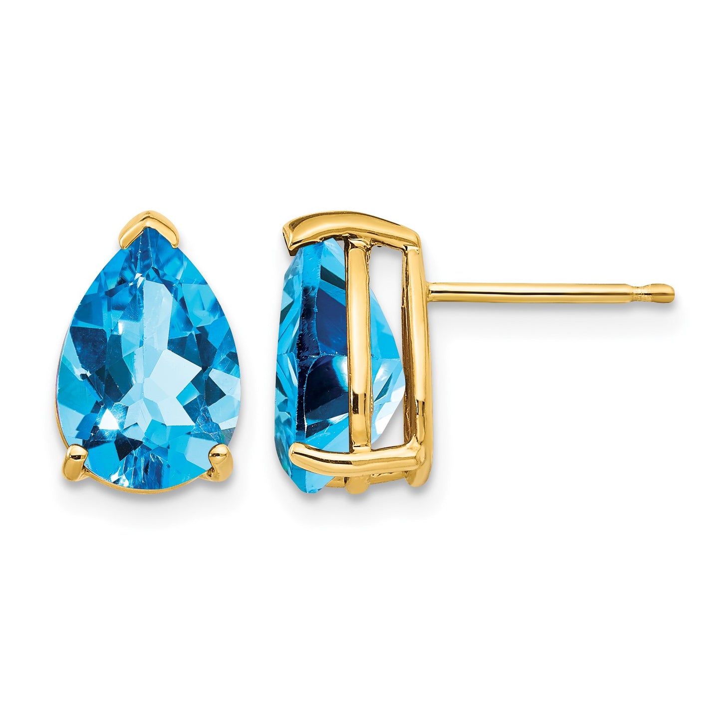 14k 10x7mm Pear Blue Topaz Post Earrings