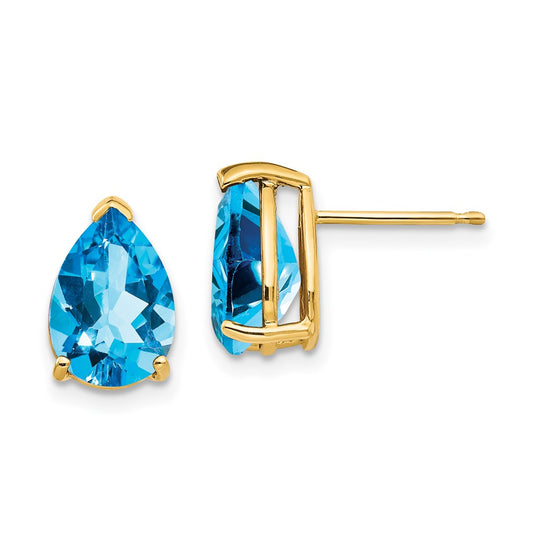 14k 10x7mm Pear Blue Topaz Earrings