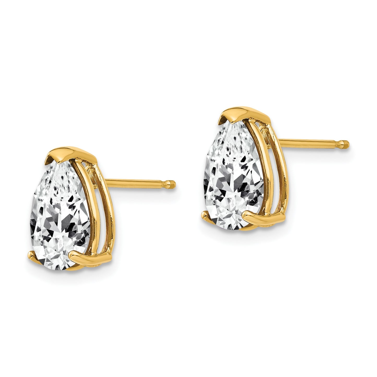 14k 10x7mm Pear Cubic Zirconia Post Earrings