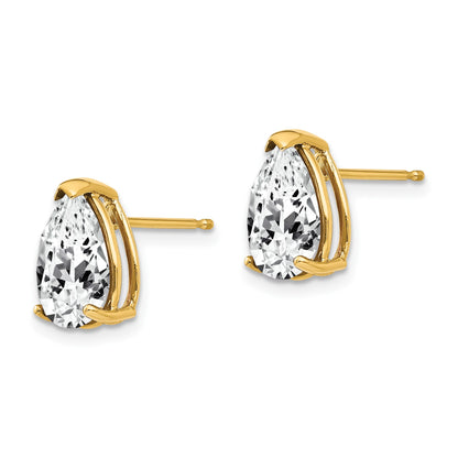 14k 10x7mm Pear Cubic Zirconia Post Earrings