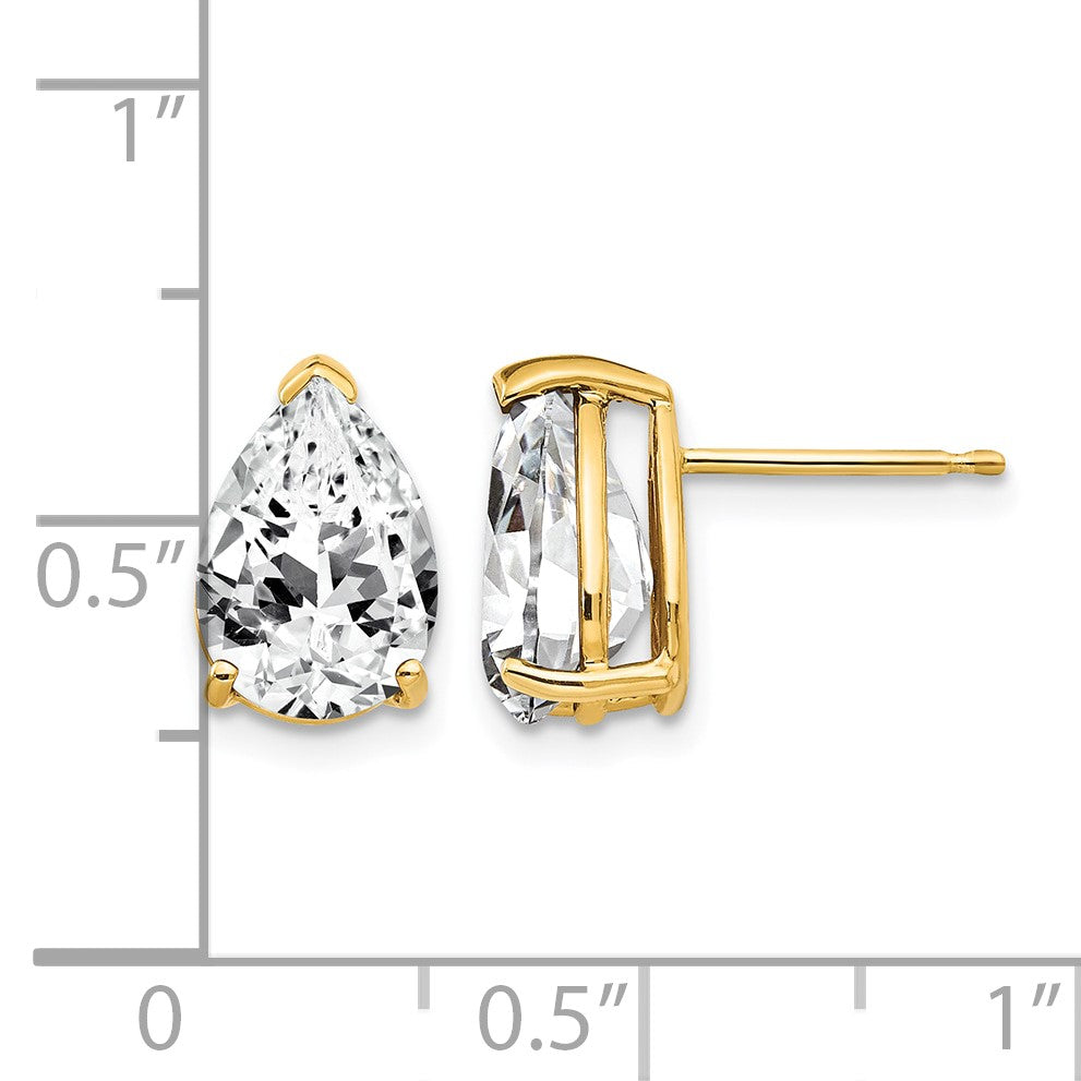 14k 10x7mm Pear Cubic Zirconia Post Earrings