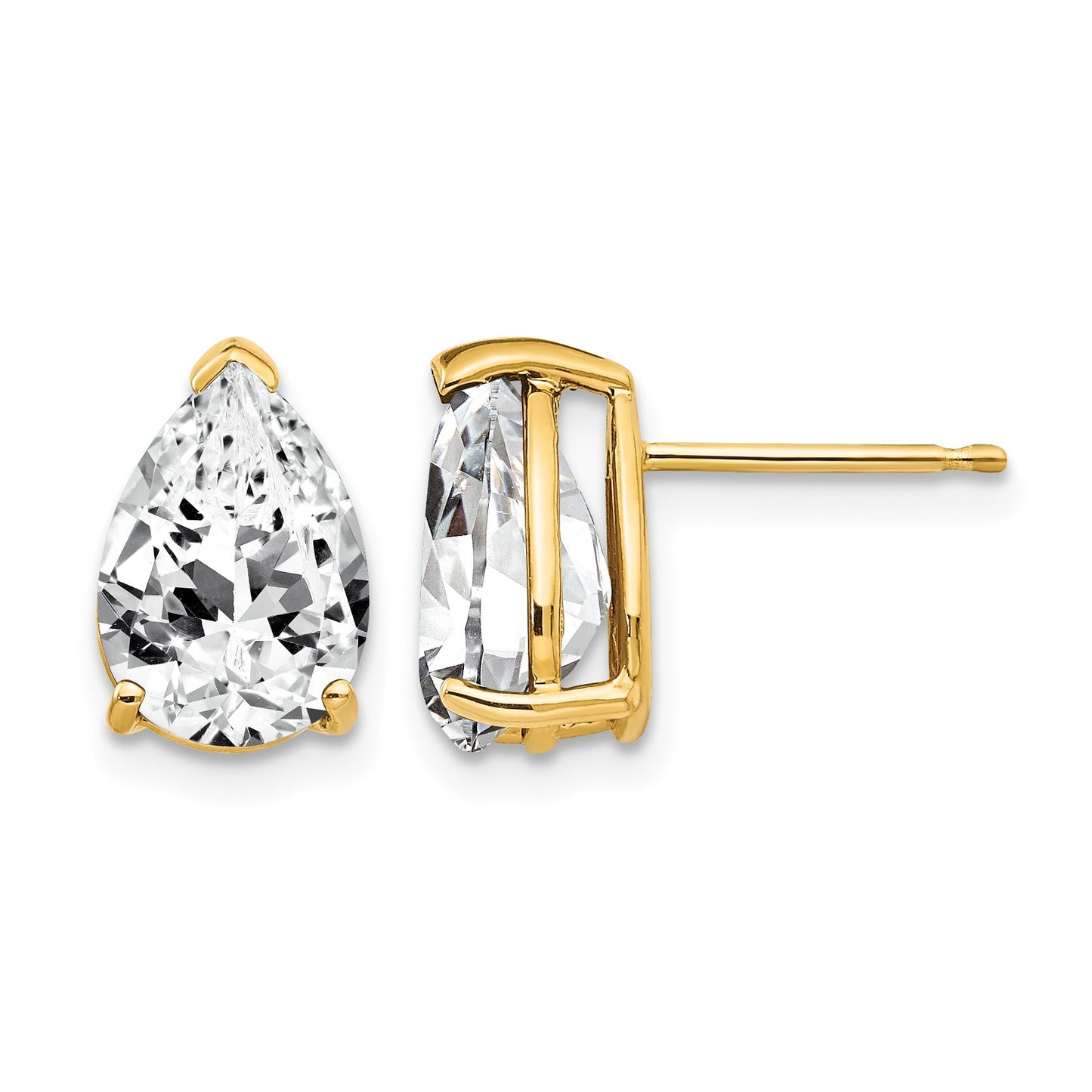 14k 10x7mm Pear Cubic Zirconia Post Earrings