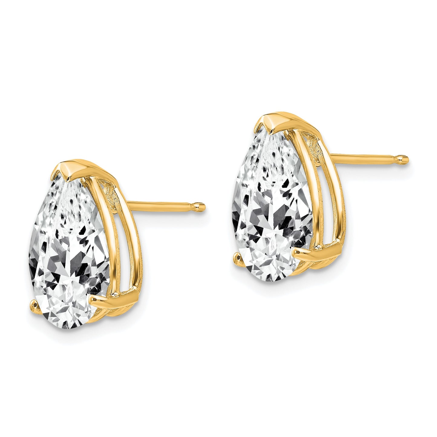 14k 12x8mm Pear Cubic Zirconia Post Earrings