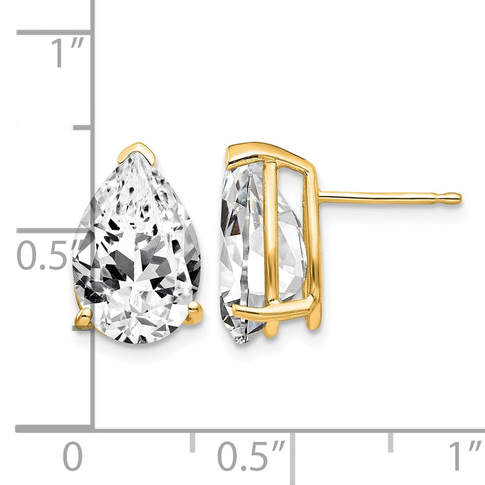 14k 12x8mm Pear Cubic Zirconia Post Earrings