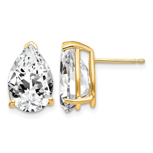 14k 12x8mm Pear Cubic Zirconia Post Earrings