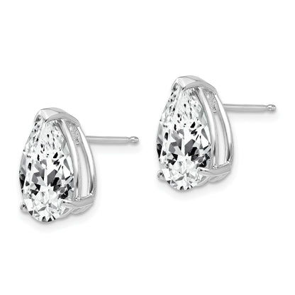 14k White Gold 12x8mm Pear Cubic Zirconia Post Earrings