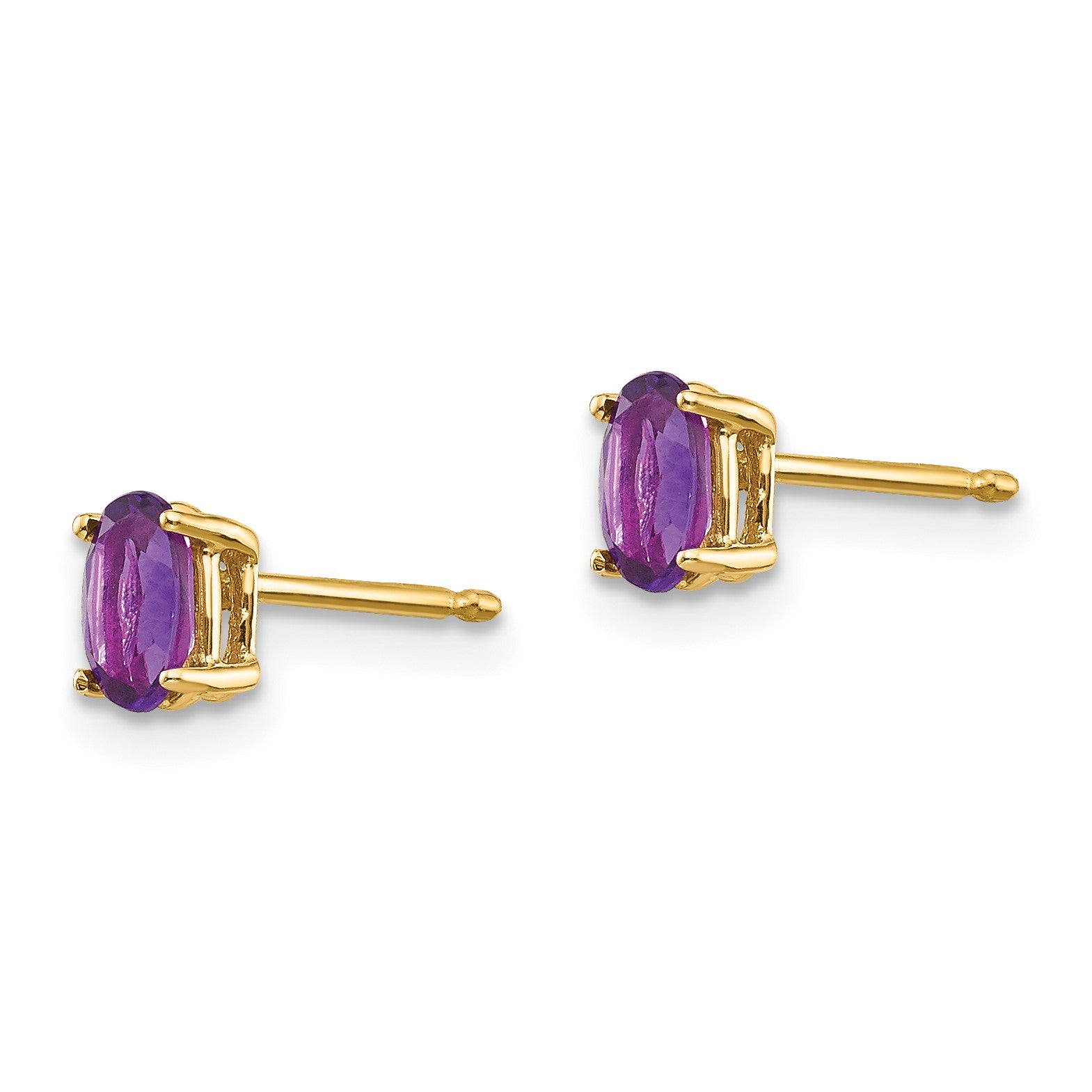 14k 5x3mm Oval Amethyst Post Earrings