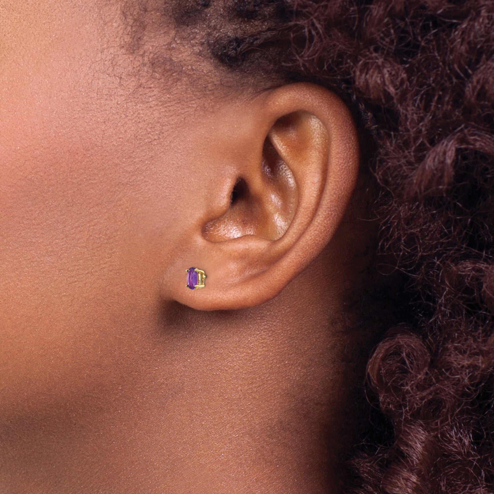 14k 5x3mm Oval Amethyst Post Earrings