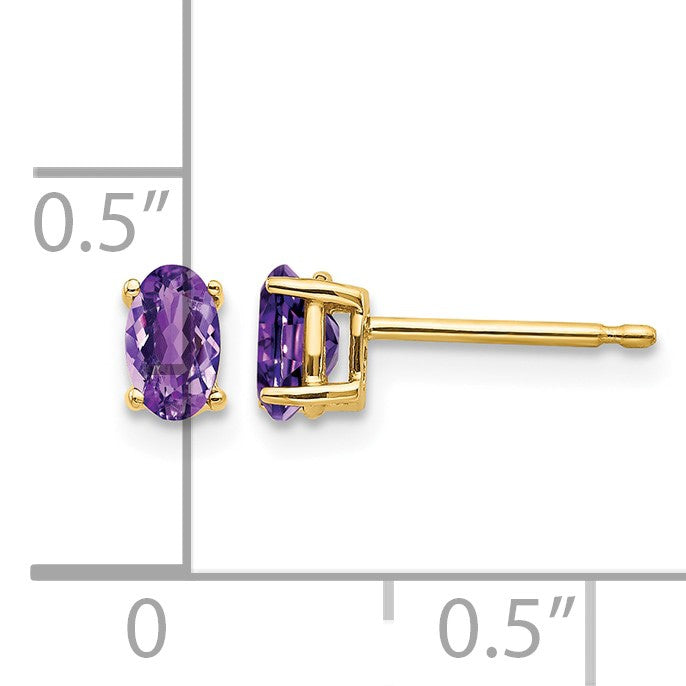 14k 5x3mm Oval Amethyst Post Earrings